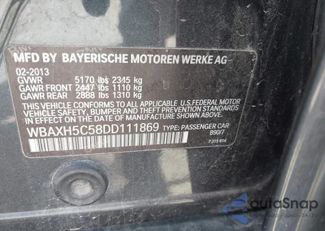 2013 BMW 528 Xi from USA, damaged, VIN WBAXH5C58DD111869